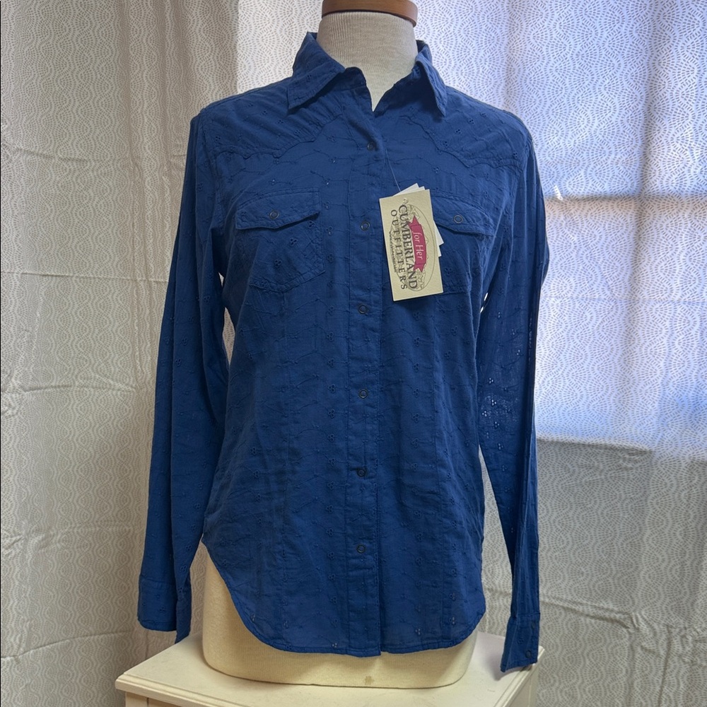 LDS Cumberland Outfitters LS Floral Snap “Blue”